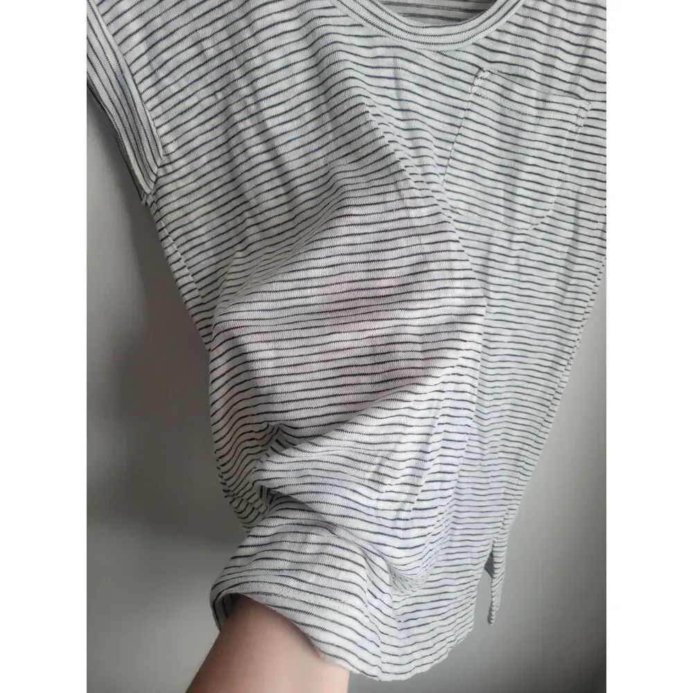 Ann Taylor LOFT Striped Black White Shirt Extra Small XS